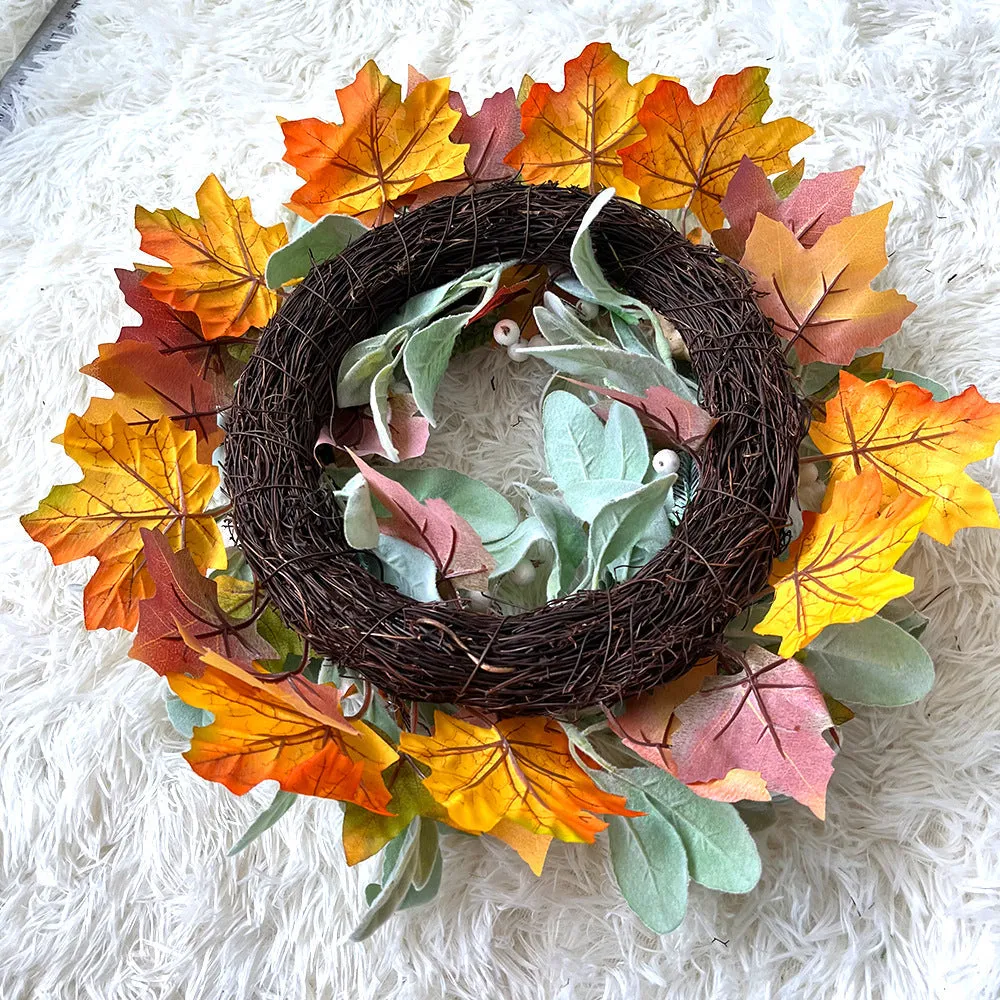 Fall Pumpkin Wreath Year Round Durable Autumn Wreath Front Door Wreath Festival Home Decor