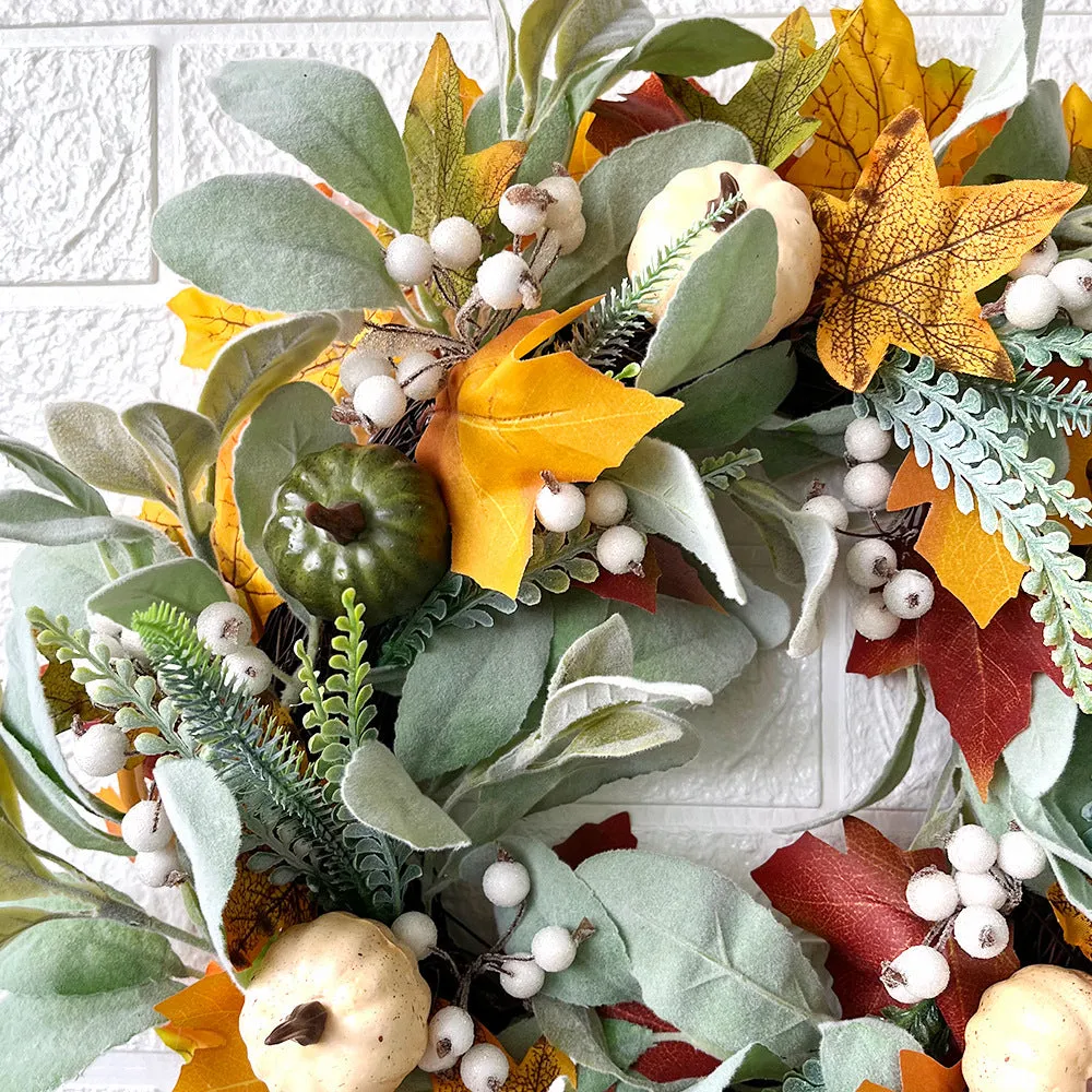 Fall Pumpkin Wreath Year Round Durable Autumn Wreath Front Door Wreath Festival Home Decor