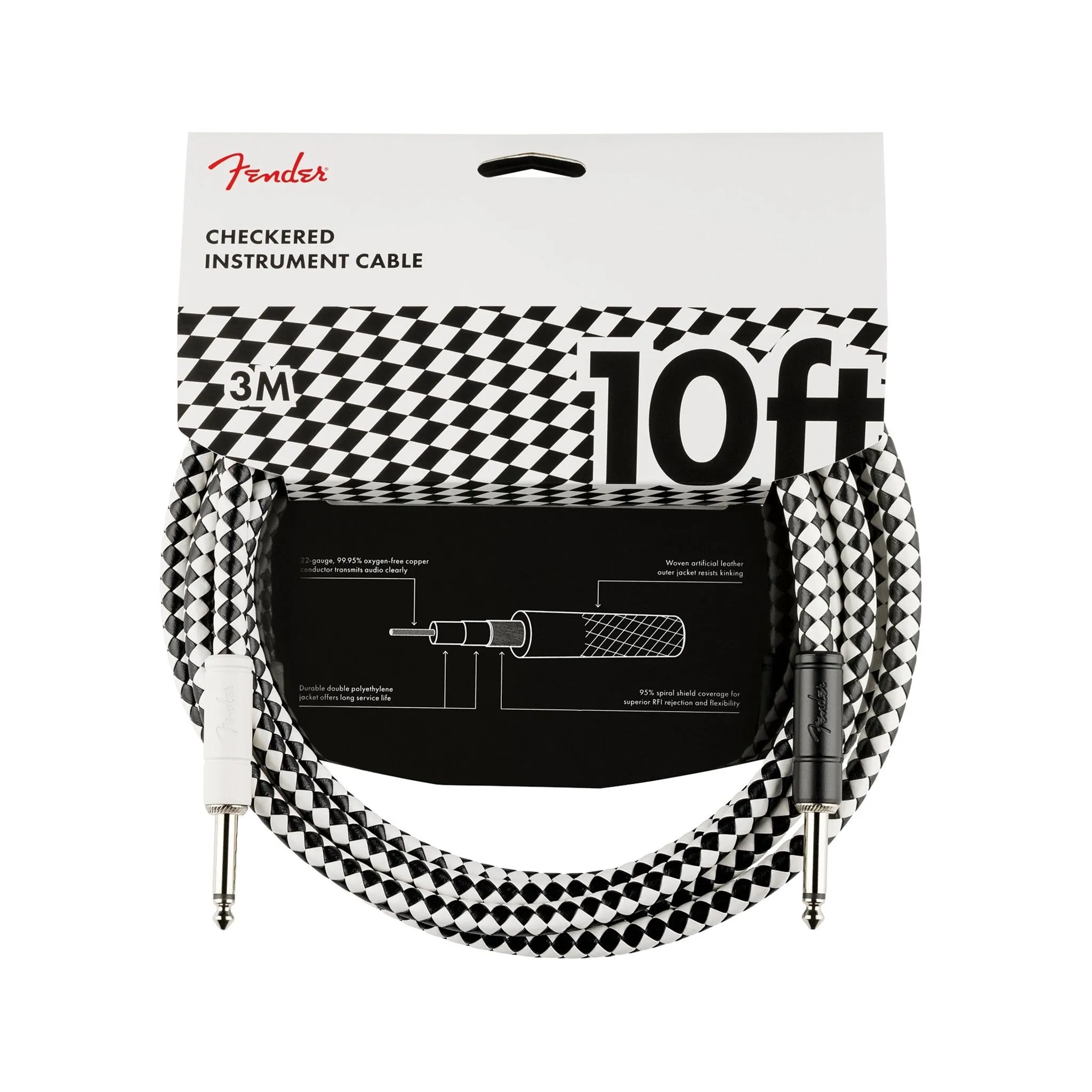 Fender Professional Series 10ft Instrument Cable, Checkboard