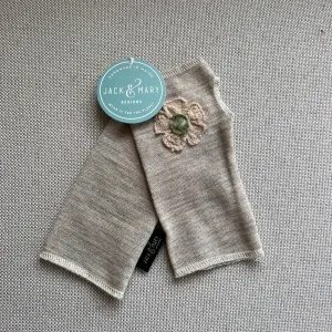 Fingerless Mittens Short, Tan Merino Wool | 140