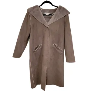 For the Republic Long Length Faux Suede Fur Lined Coat with Hood Gray Size Small