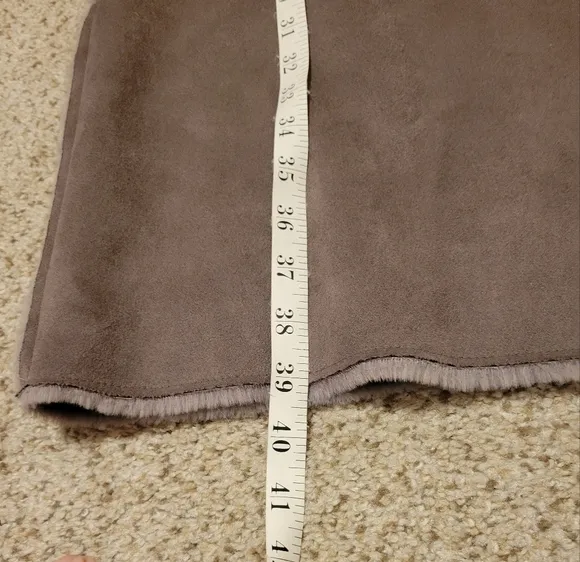 For the Republic Long Length Faux Suede Fur Lined Coat with Hood Gray Size Small