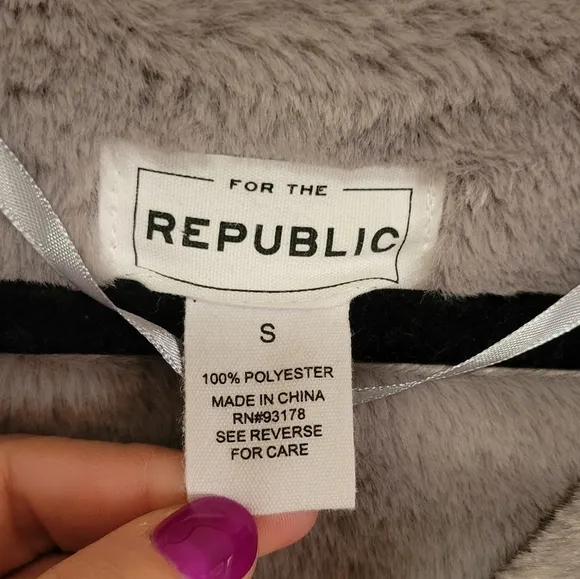 For the Republic Long Length Faux Suede Fur Lined Coat with Hood Gray Size Small