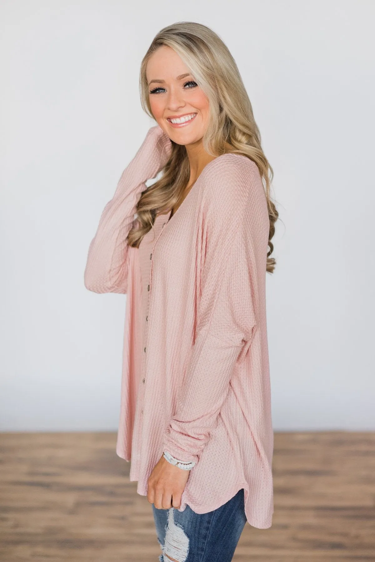 Forever Enough Button Top- Blush