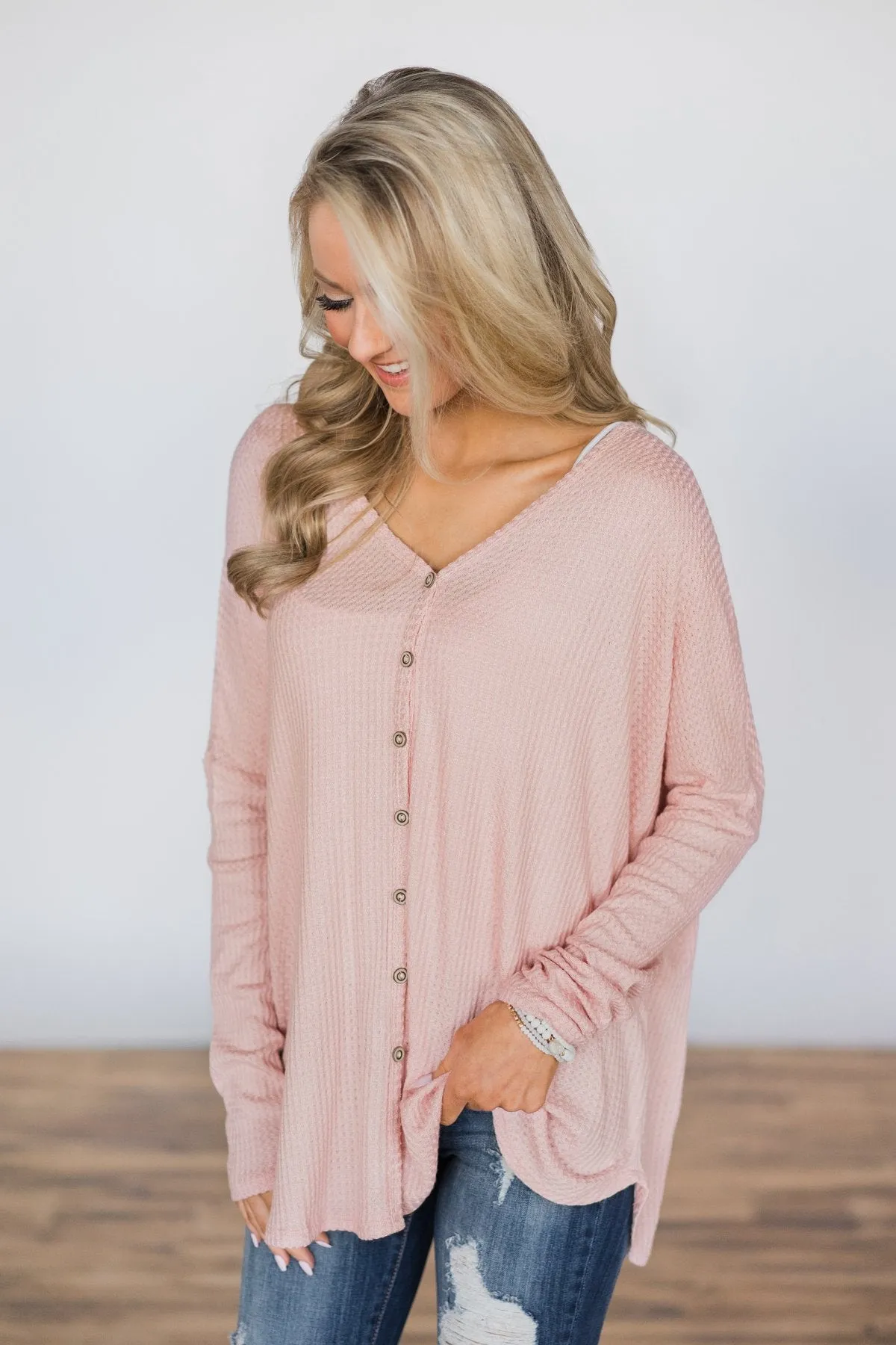 Forever Enough Button Top- Blush