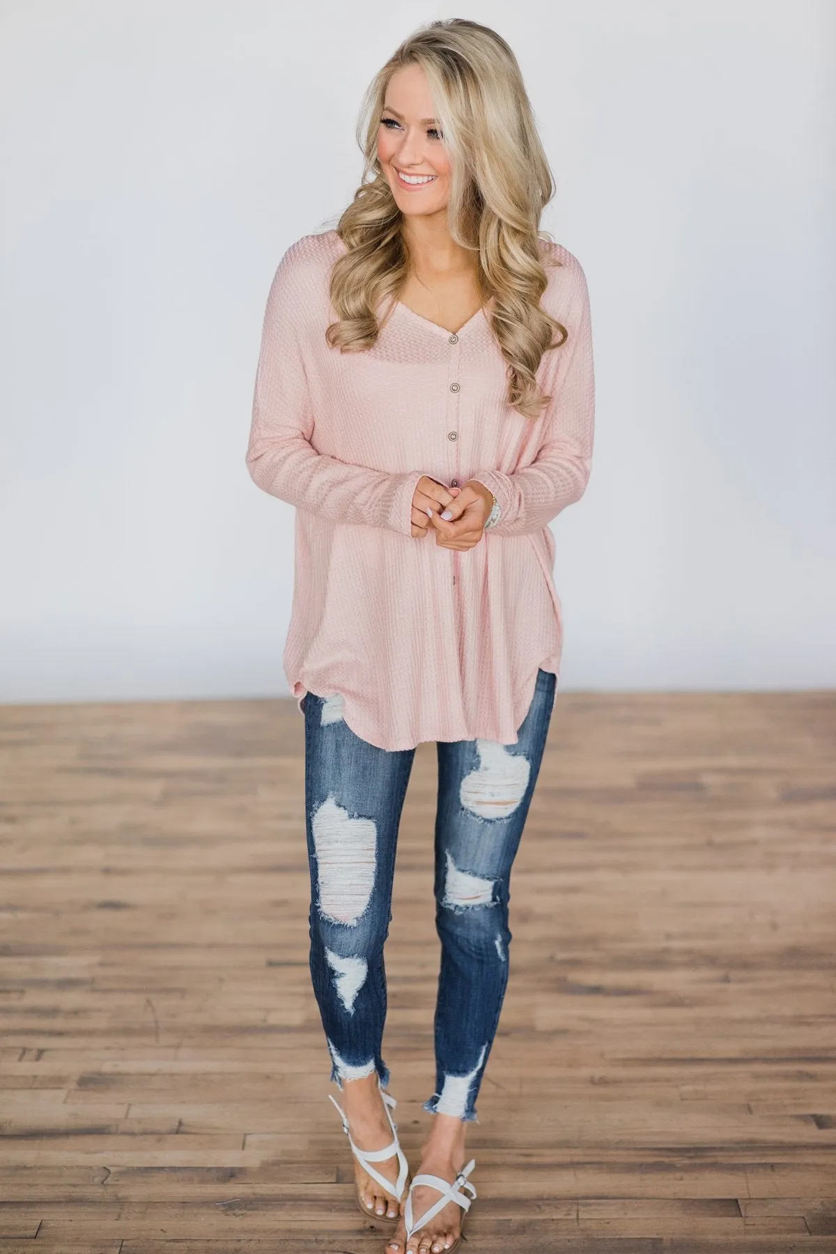 Forever Enough Button Top- Blush