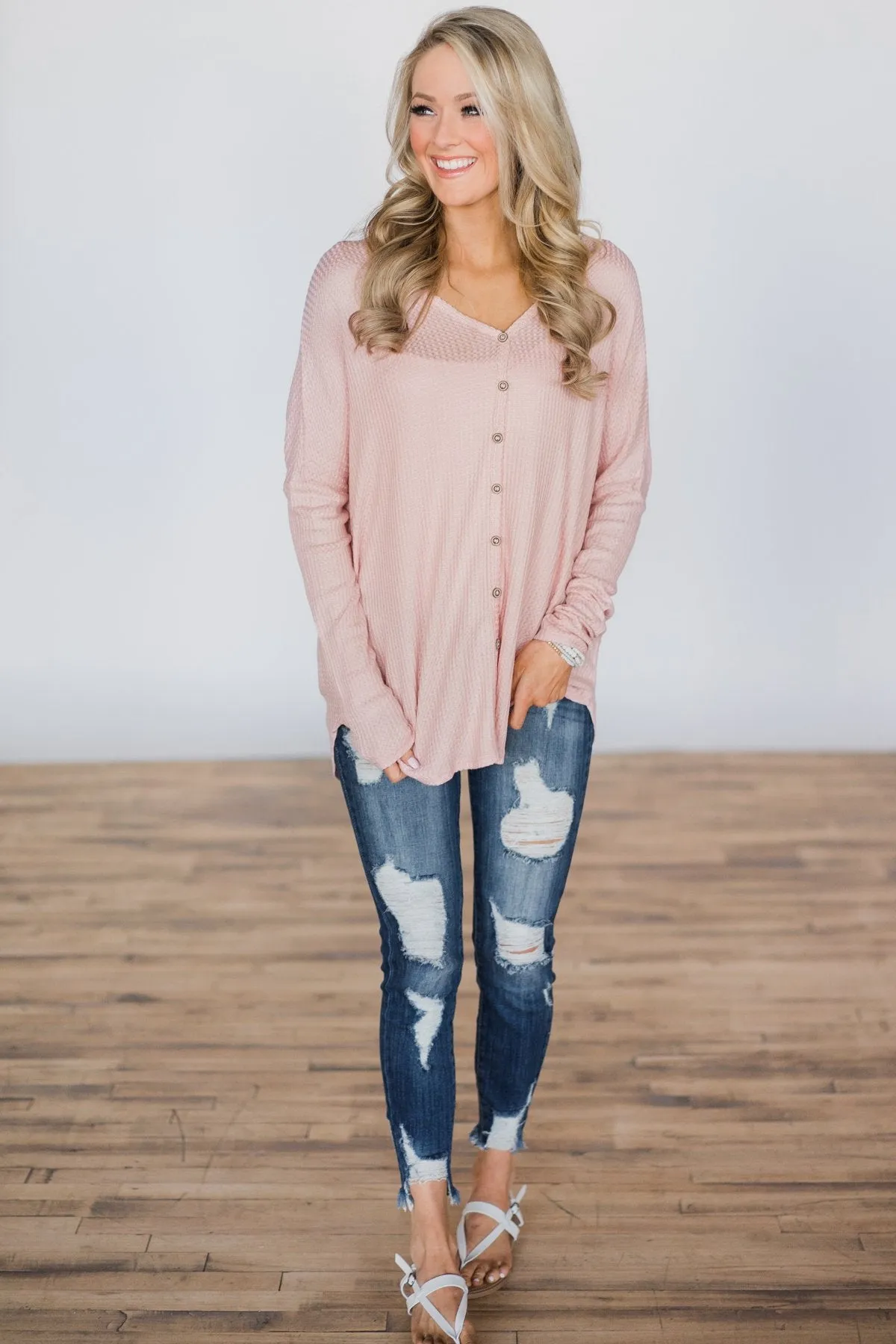 Forever Enough Button Top- Blush