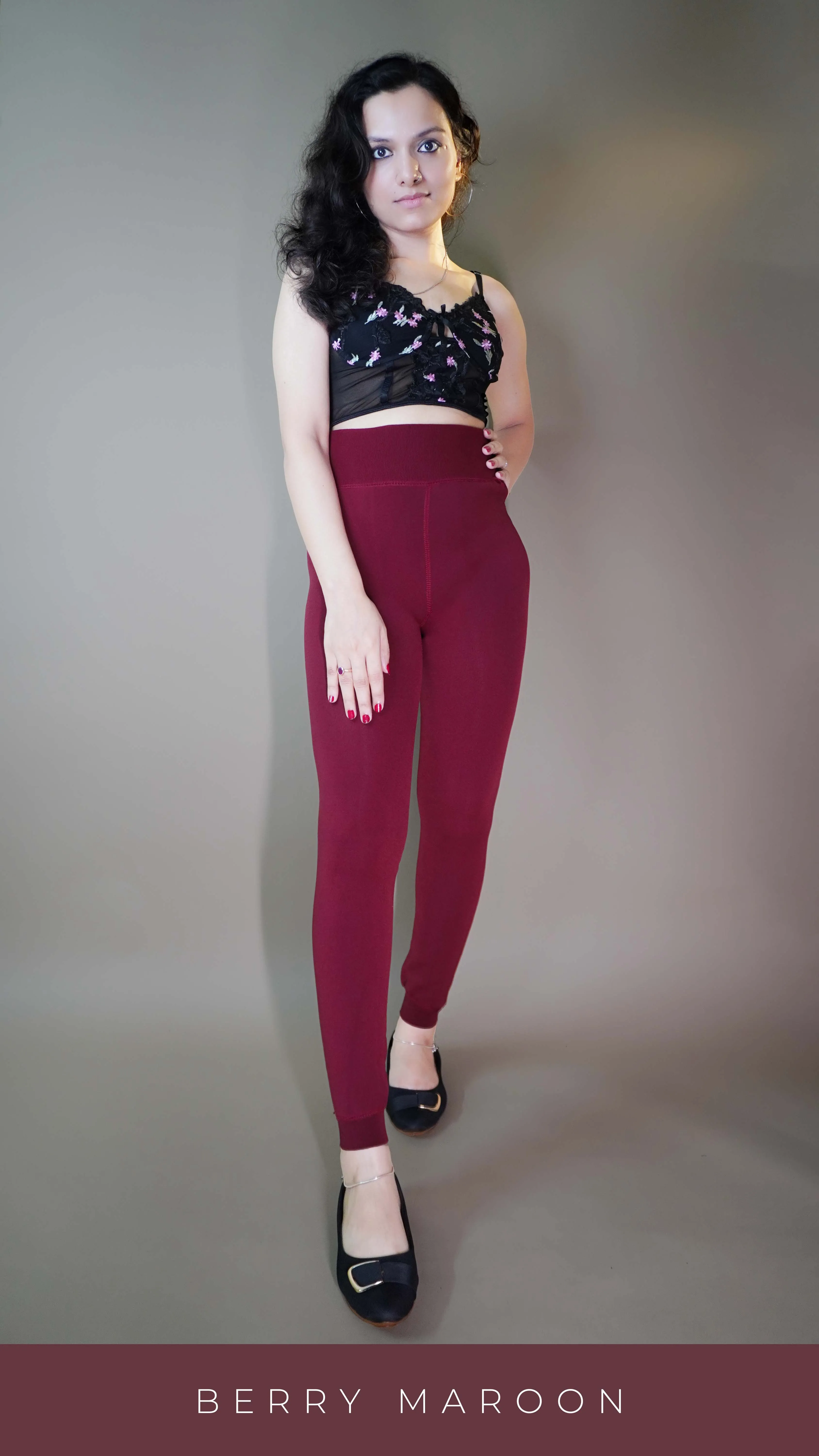 Furry Bliss Burgundy Warm tights