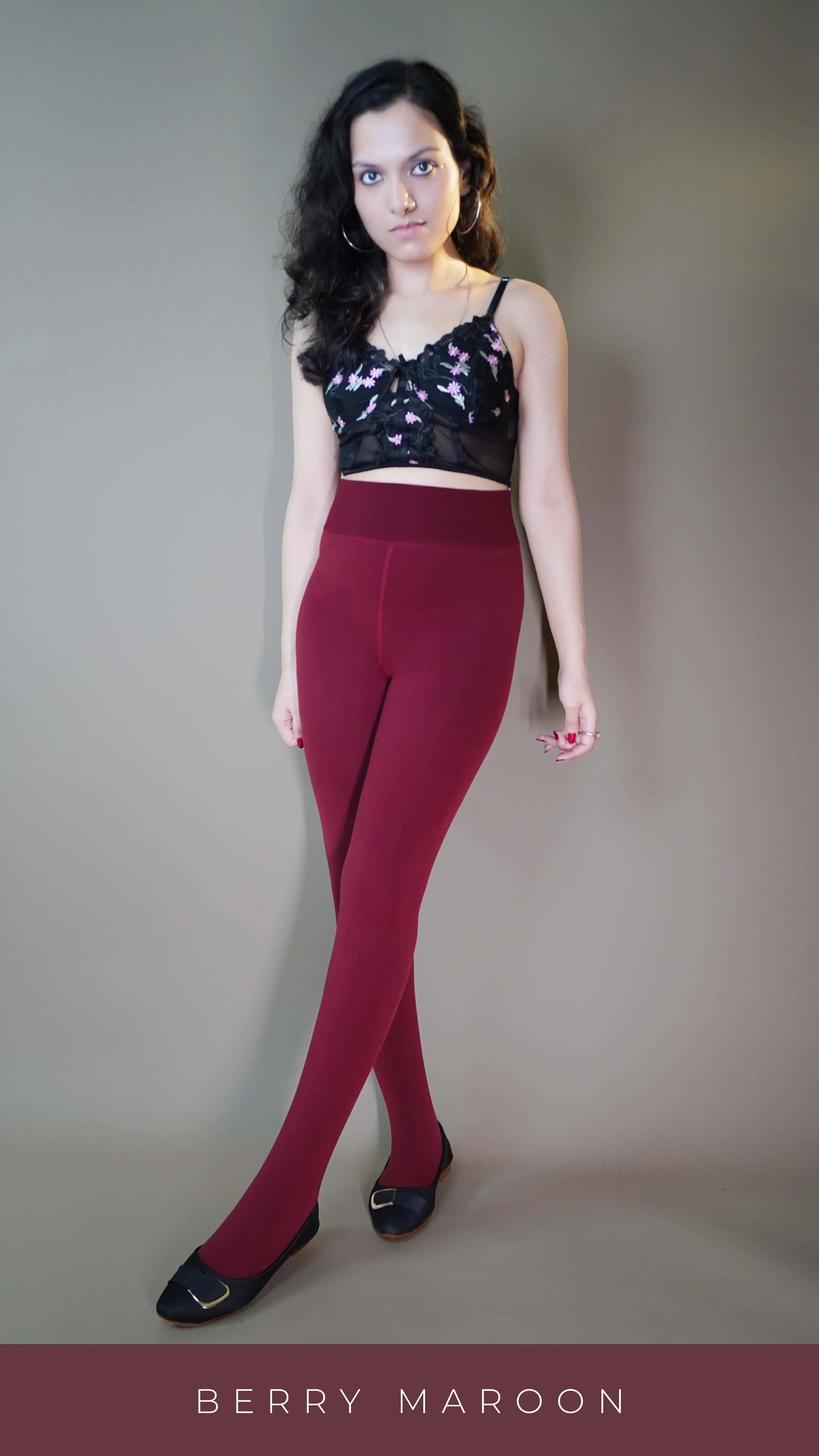 Furry Bliss Burgundy Warm tights
