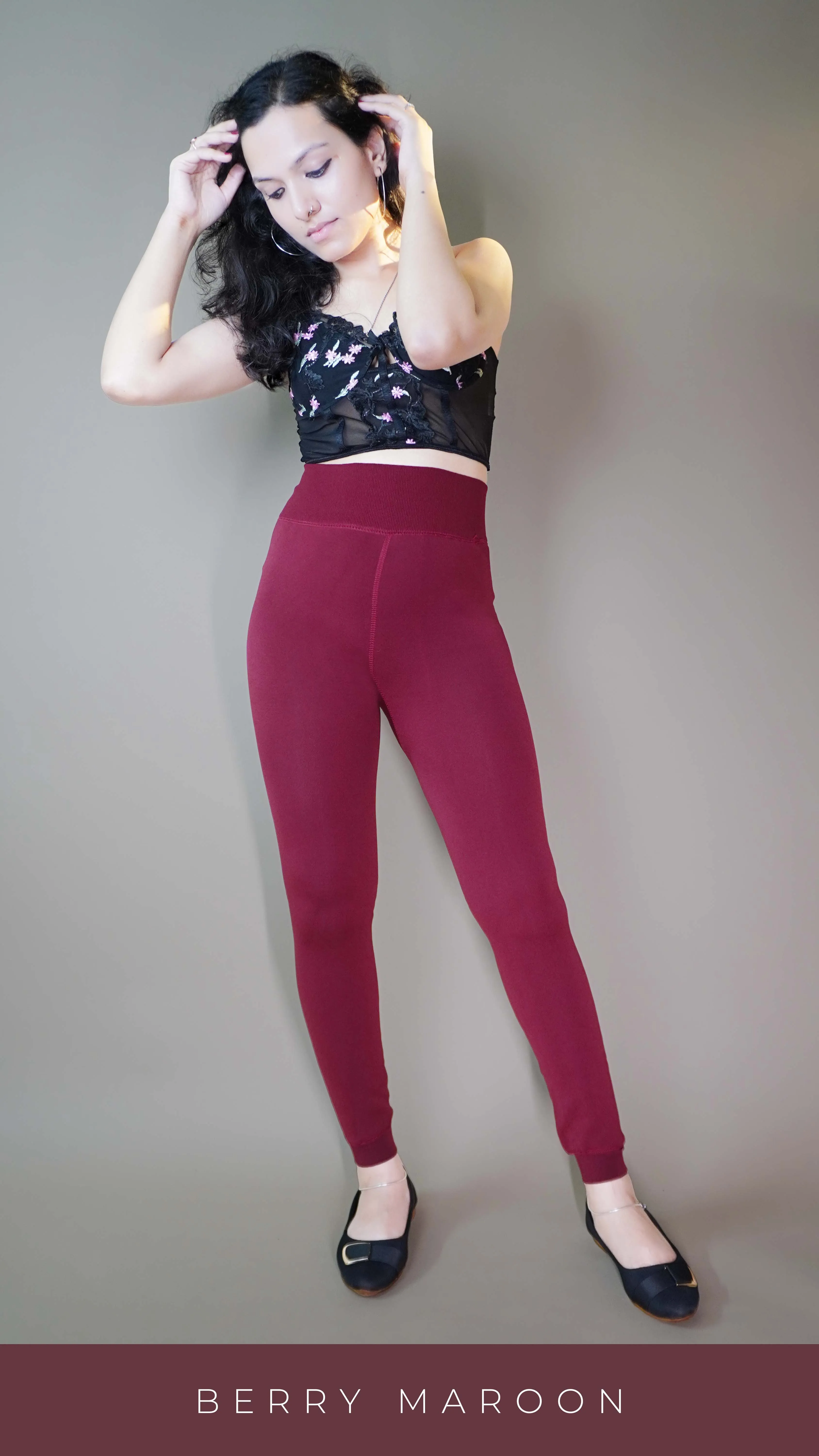 Furry Bliss Burgundy Warm tights