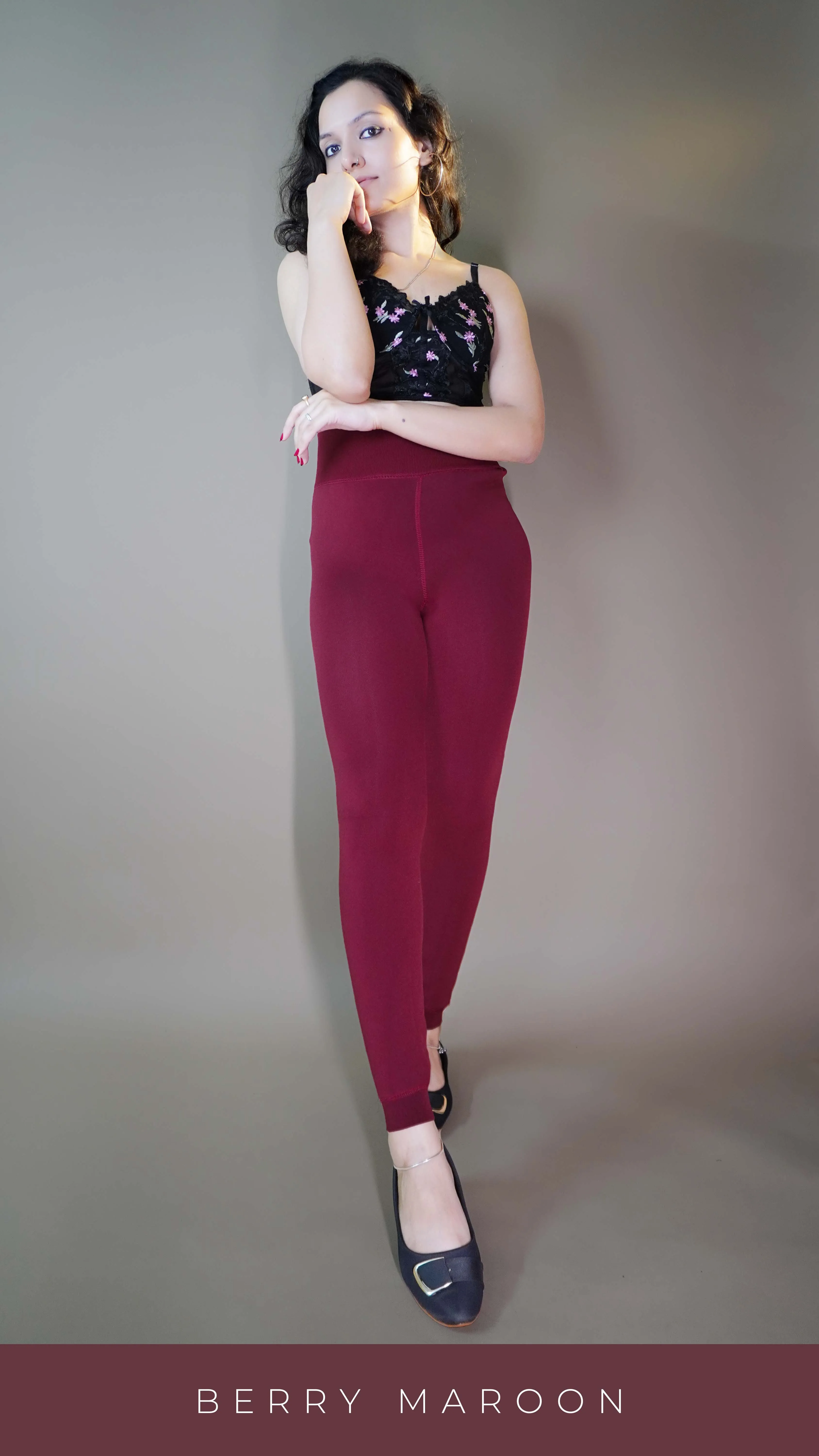 Furry Bliss Burgundy Warm tights
