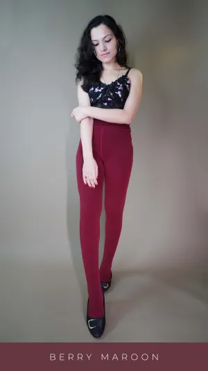 Furry Bliss Burgundy Warm tights