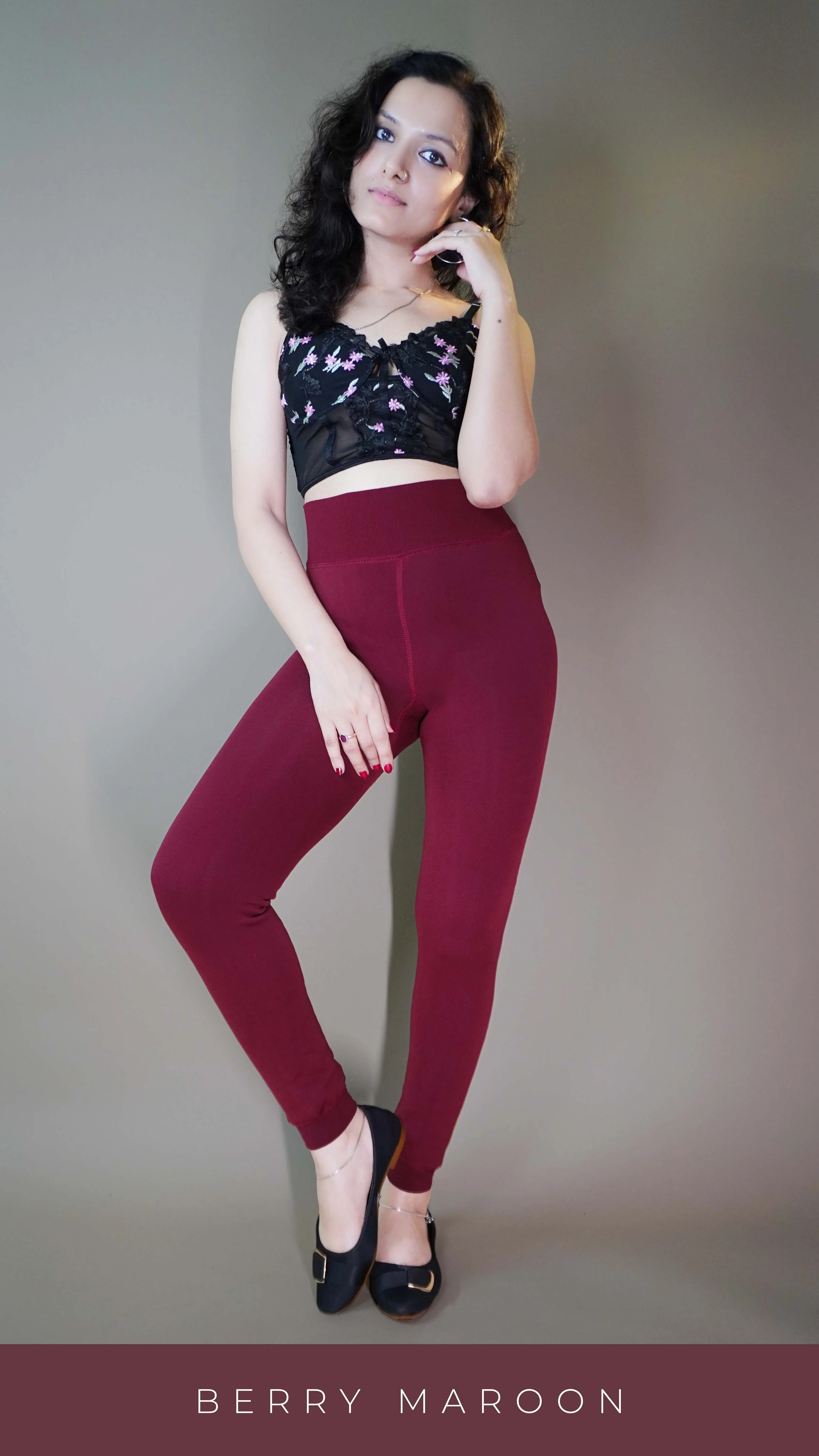 Furry Bliss Burgundy Warm tights