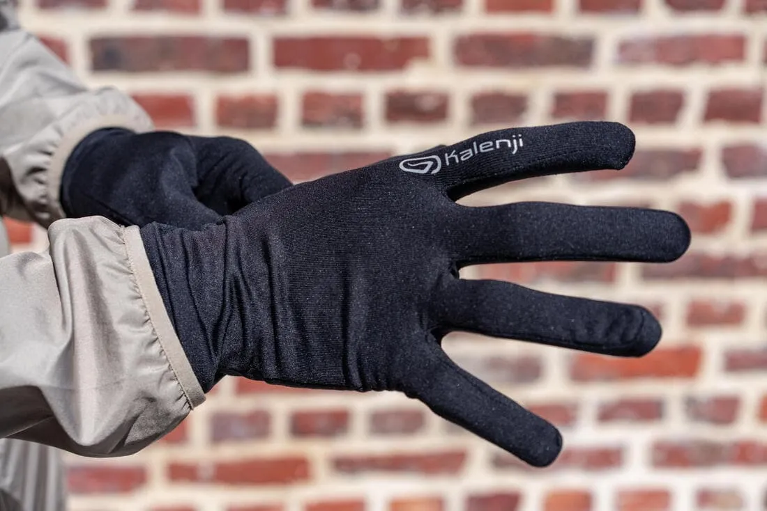 Gants de running tactiles Homme Femme- KIPRUN Warm 100 noir