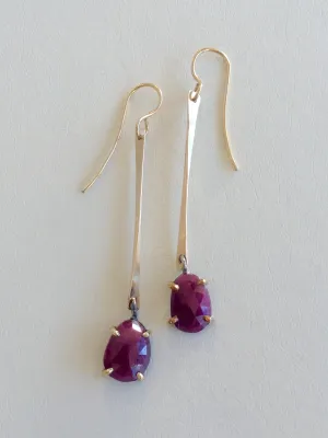 Gold Ruby Celtic Linear Earrings