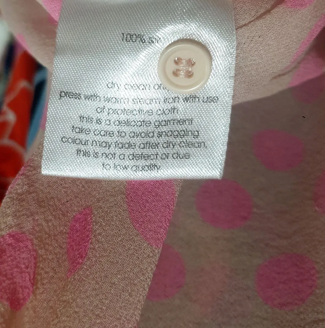 Gorman pink silk polka dot top size 10