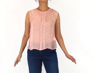 Gorman pink silk polka dot top size 10