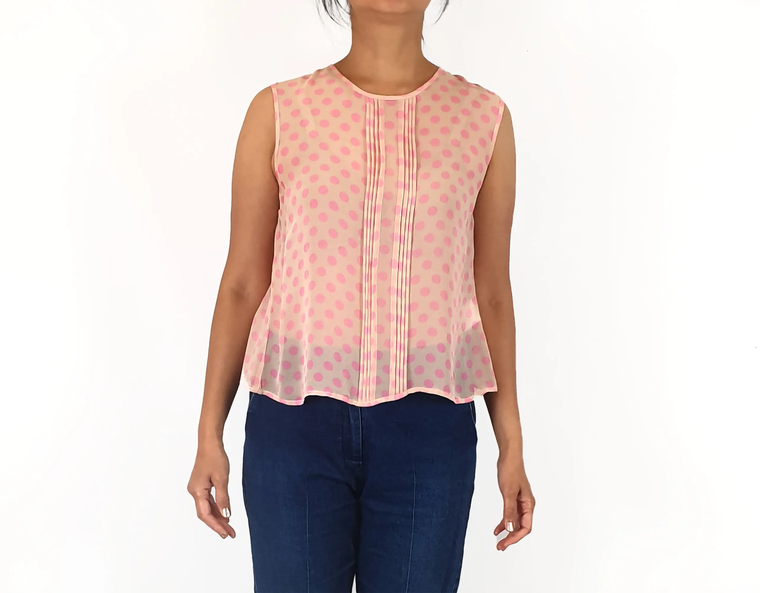 Gorman pink silk polka dot top size 10