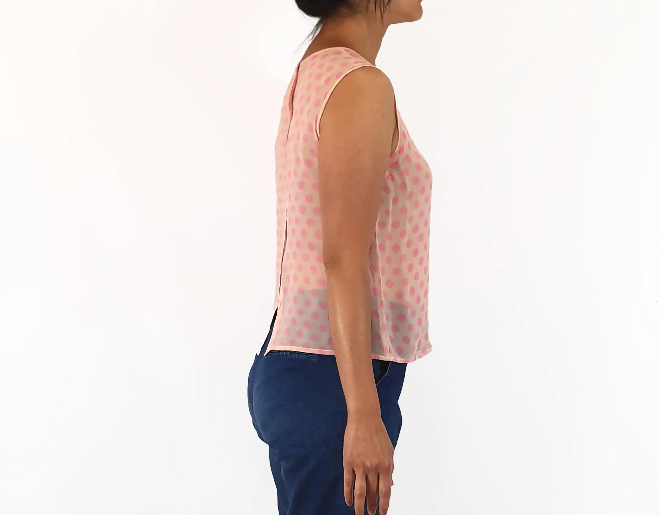 Gorman pink silk polka dot top size 10