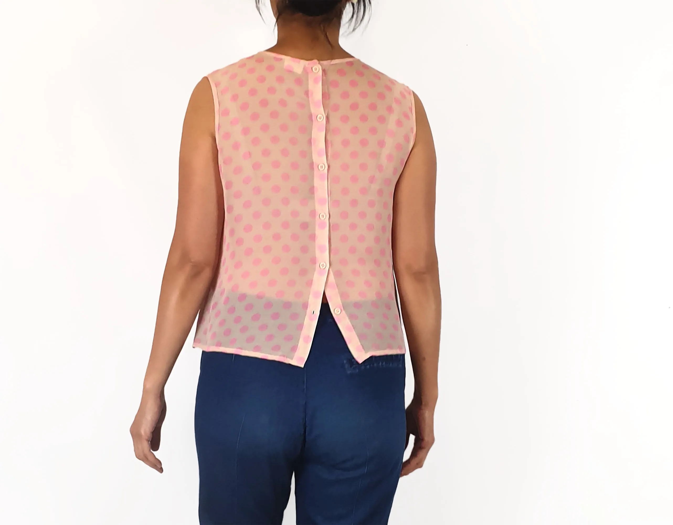 Gorman pink silk polka dot top size 10