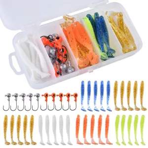 Goture 40pcs/lot Soft Lure set Fishing Jig Head Hooks with Fishing Tackle Box