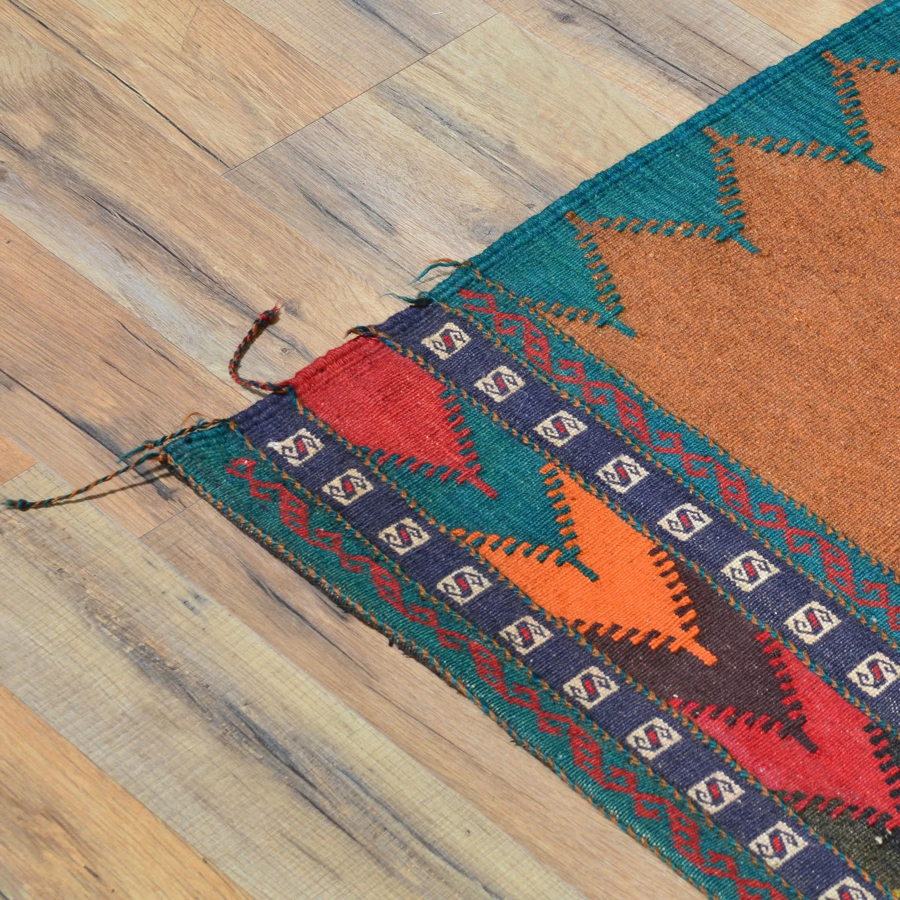 Hand-Woven Oriental Flat-weave Sumak Tribal Kilim Wool Rug (Size 4.2 X 4.5) Cwral-7659