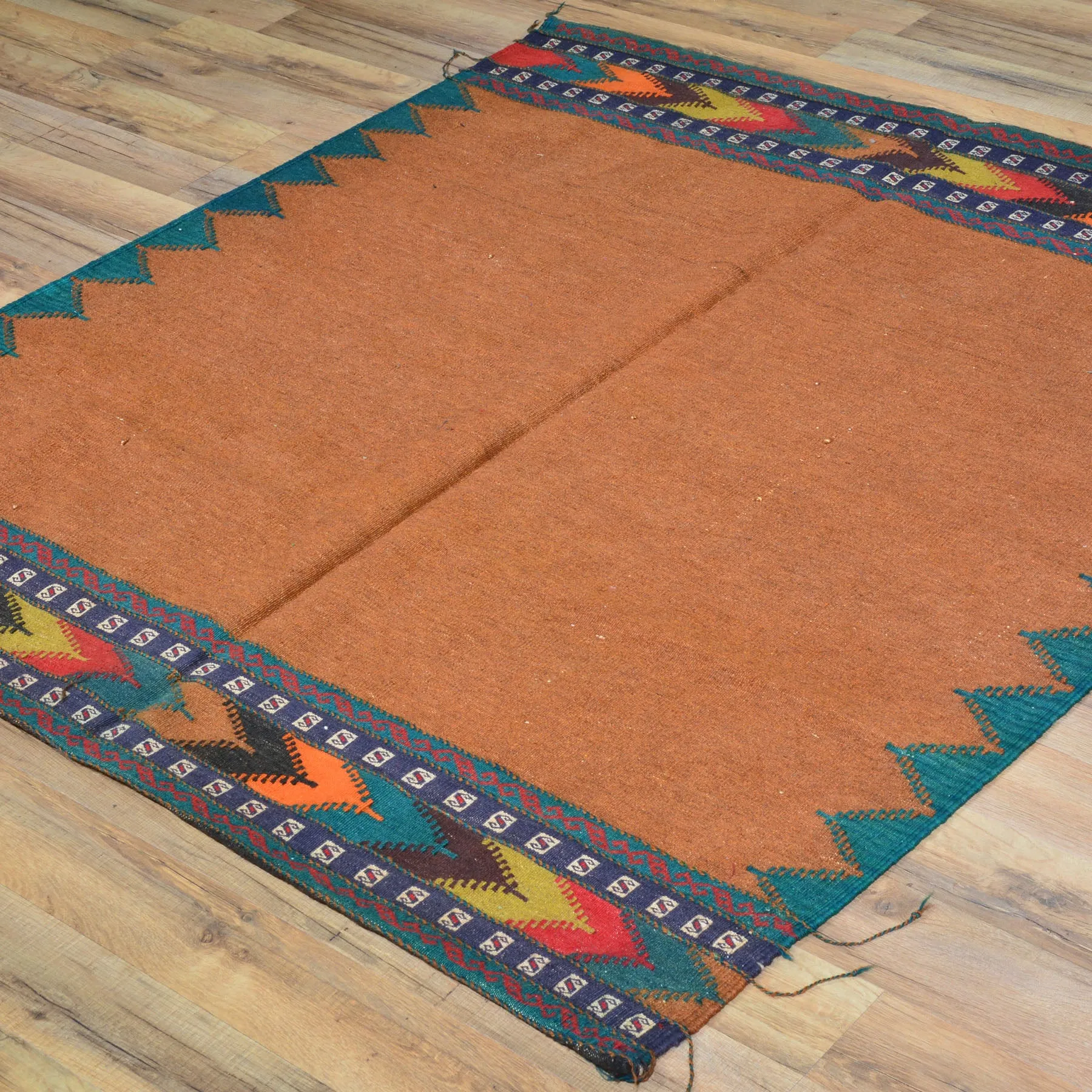 Hand-Woven Oriental Flat-weave Sumak Tribal Kilim Wool Rug (Size 4.2 X 4.5) Cwral-7659