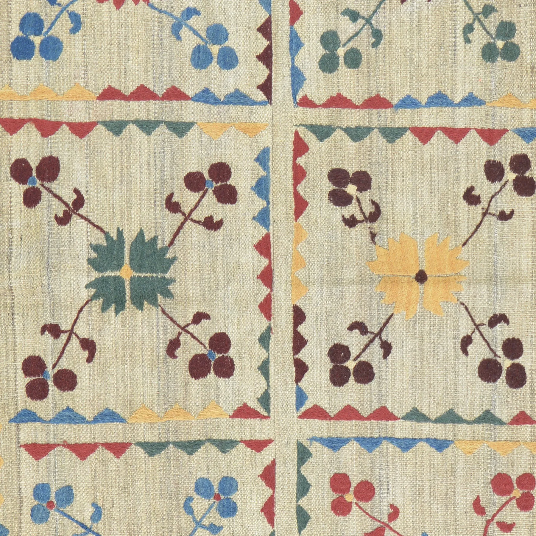 Hand-Woven Suszani Afghan Floral Handmade Wool Flatweave Rug (Size 4.6 X 6.1) Cwral-1059