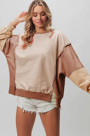 Hazel Blues® |  BiBi Washed Color Block Sweatshirt