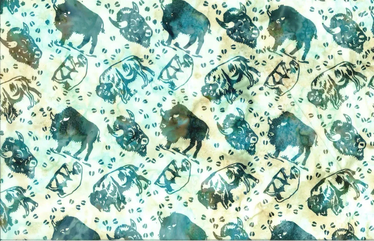 Hoffman Fabrics Seaside Bison Buffalo Batik Fabric S2352-484-Seaside