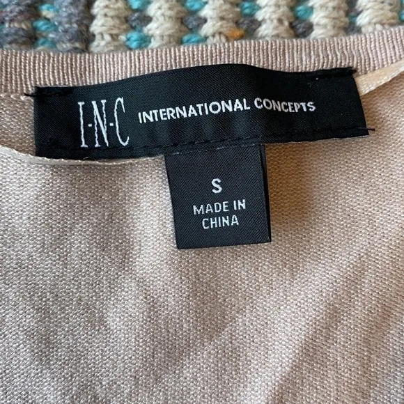 INC Printed Moleskin Mixed Media Cardigan