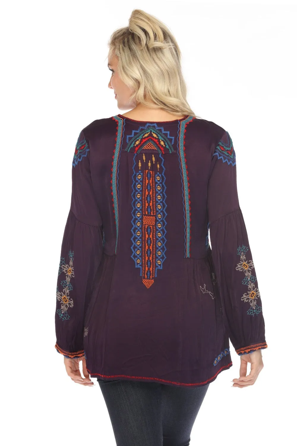 Johnny Was Biya Tabira Embroidered Blouse B11823 Boho Chic
