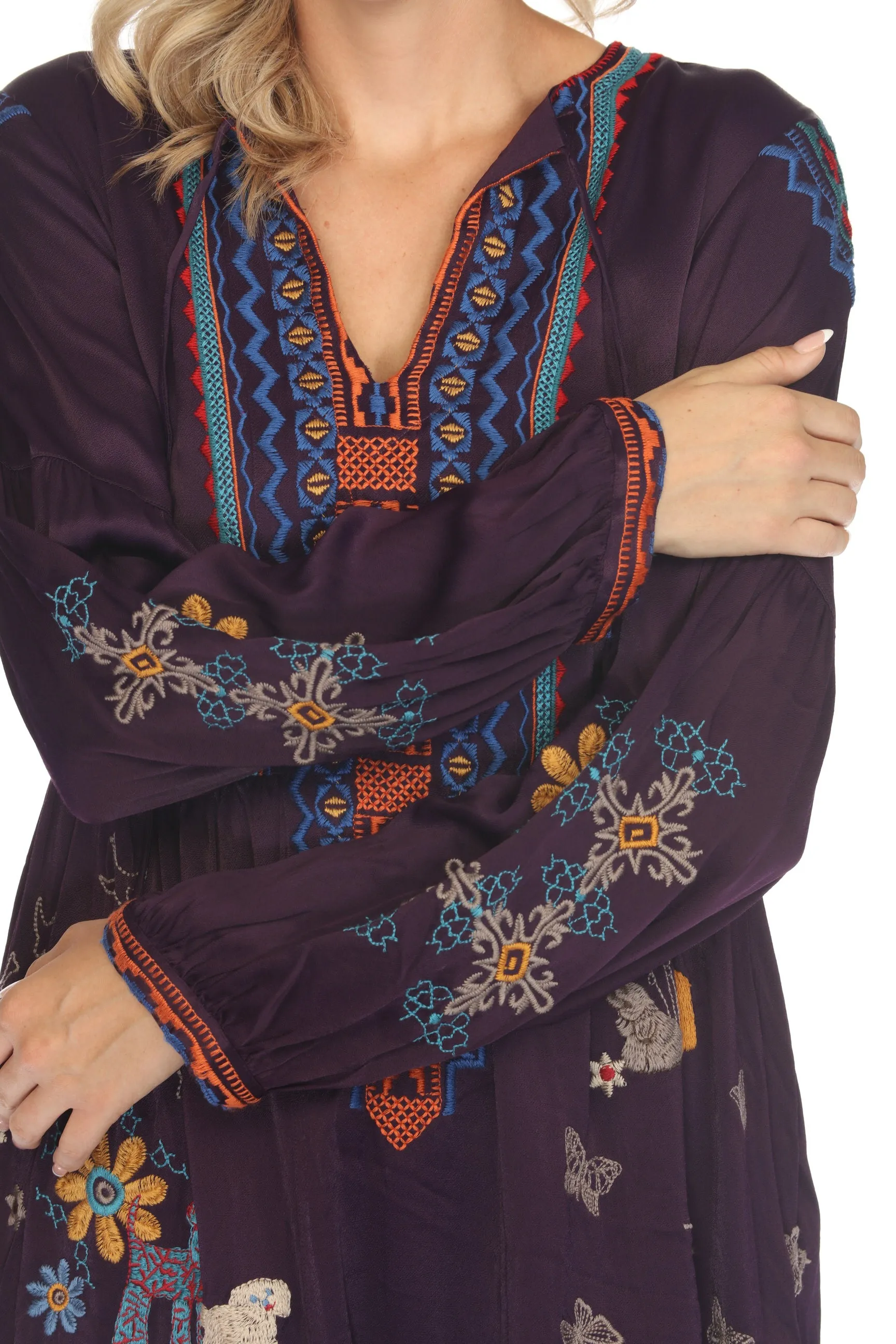 Johnny Was Biya Tabira Embroidered Blouse B11823 Boho Chic