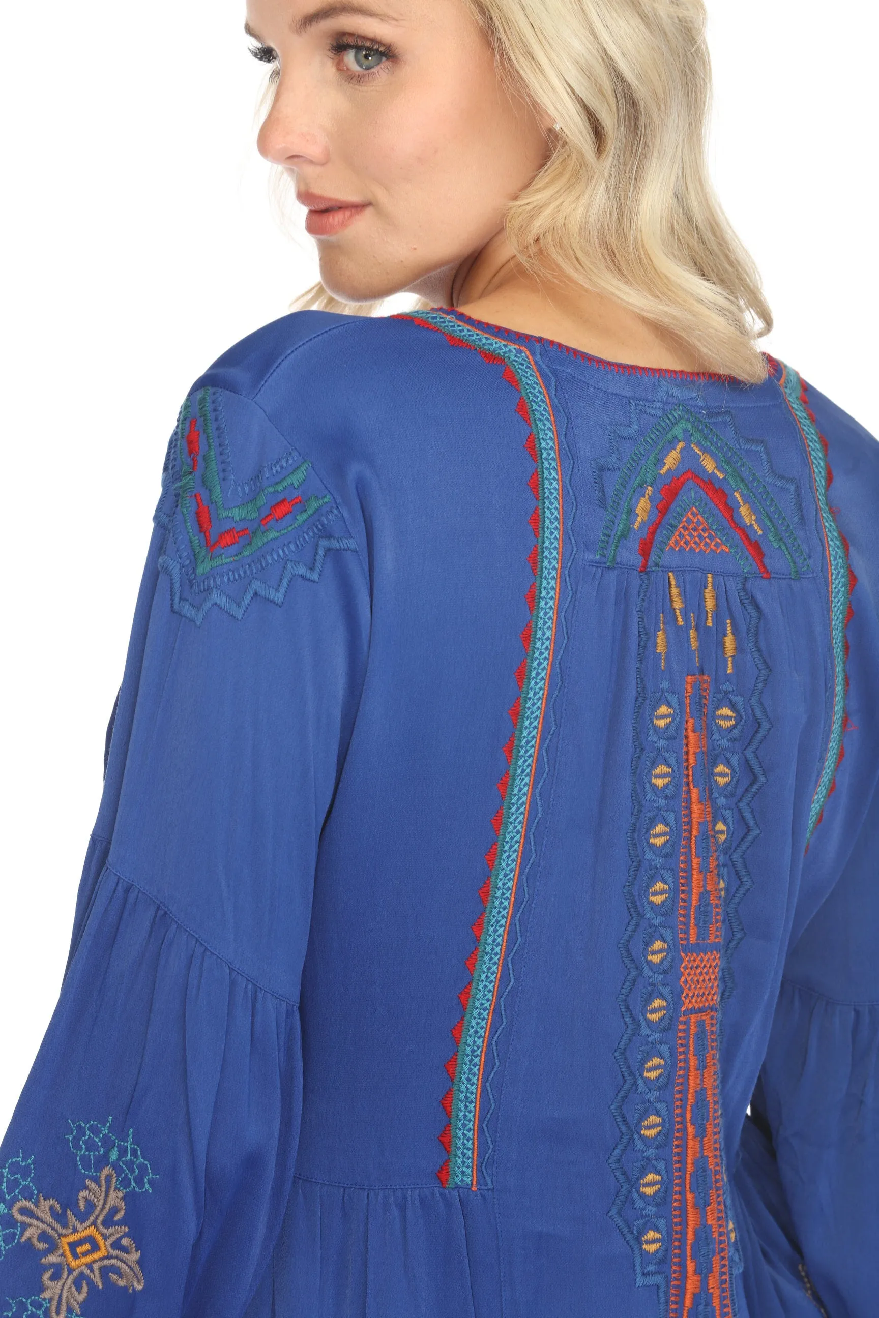 Johnny Was Biya Tabira Embroidered Blouse B11823 Boho Chic
