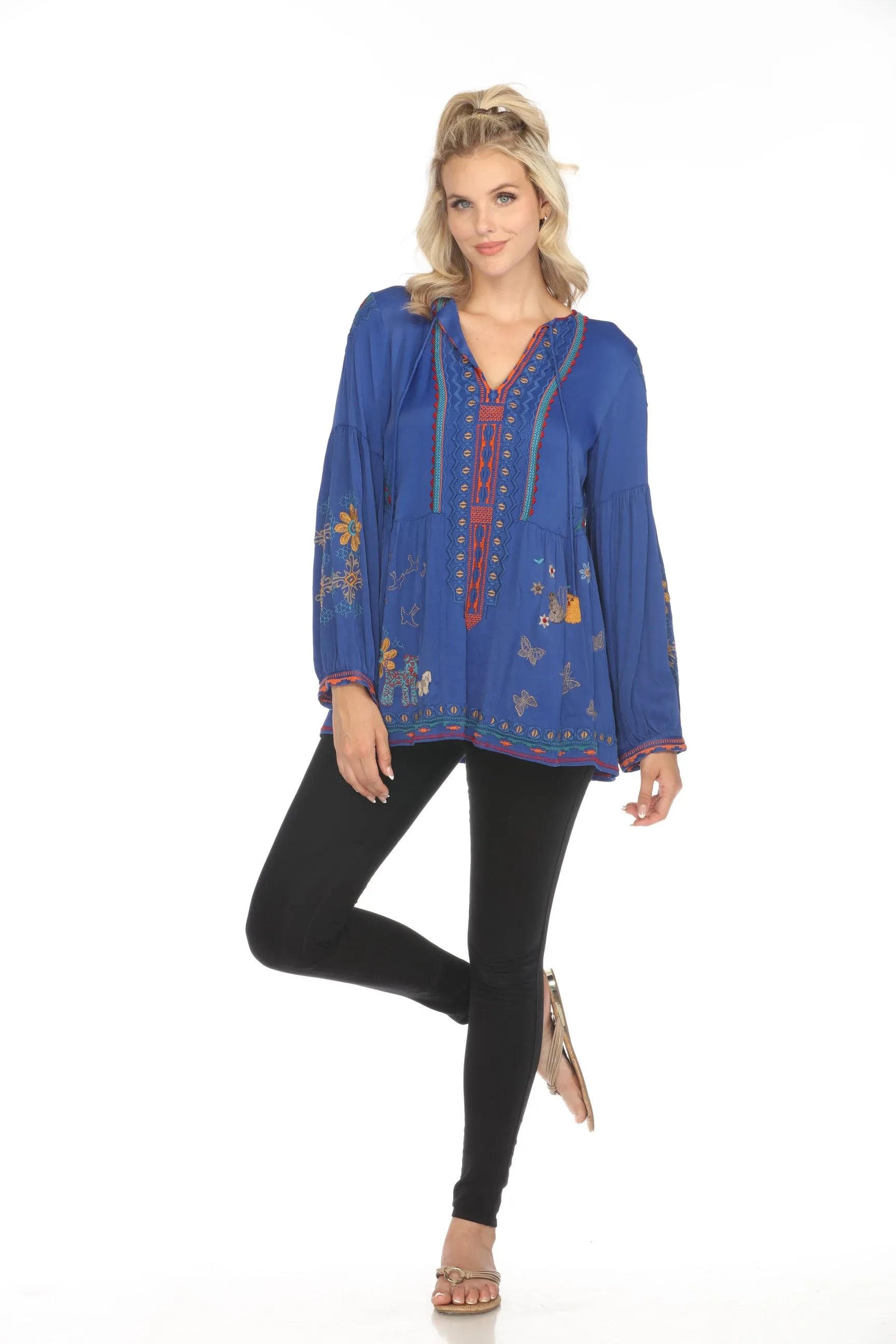 Johnny Was Biya Tabira Embroidered Blouse B11823 Boho Chic