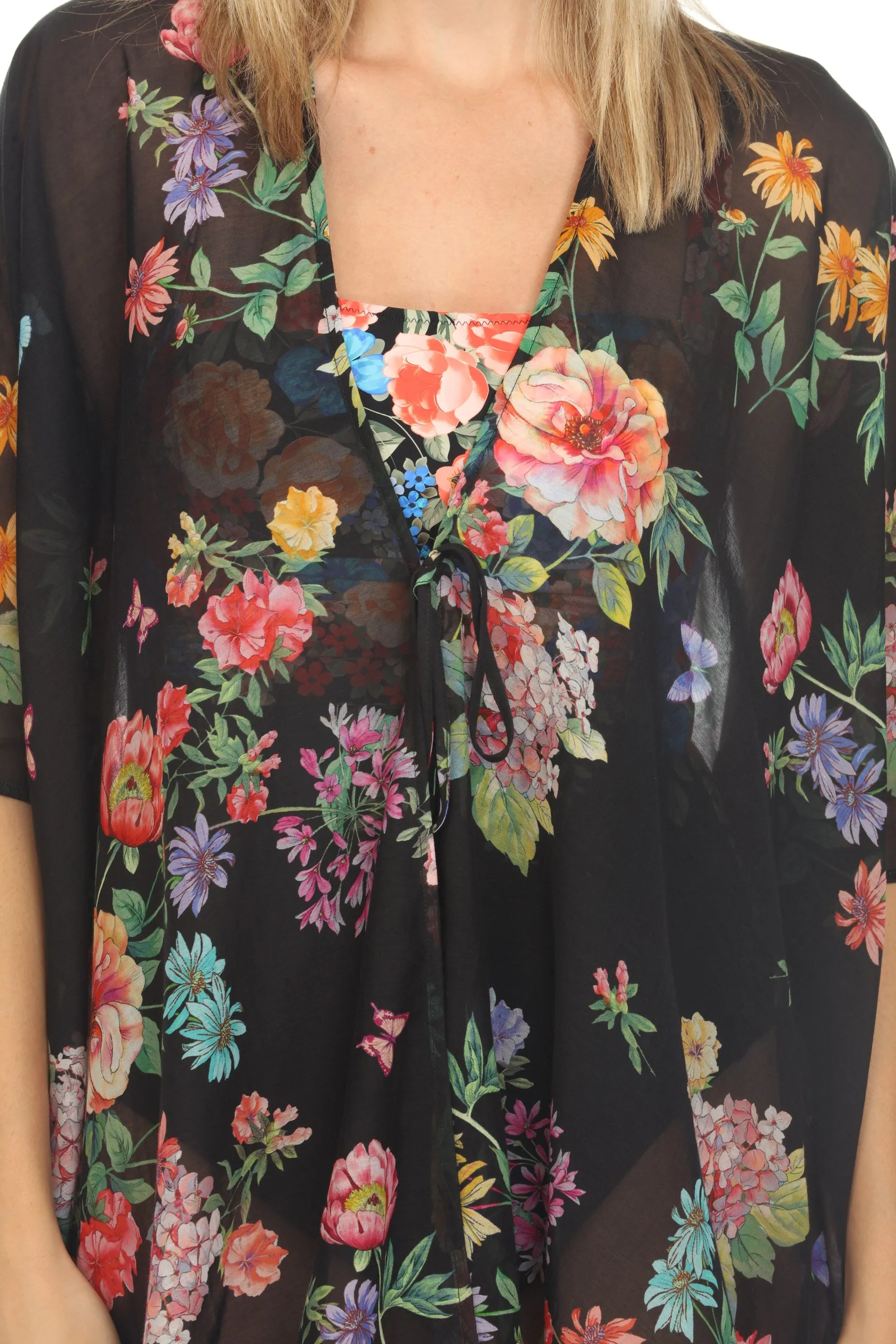 Johnny Was Black Butterfly Kimono Boho Chic CSW3723-M