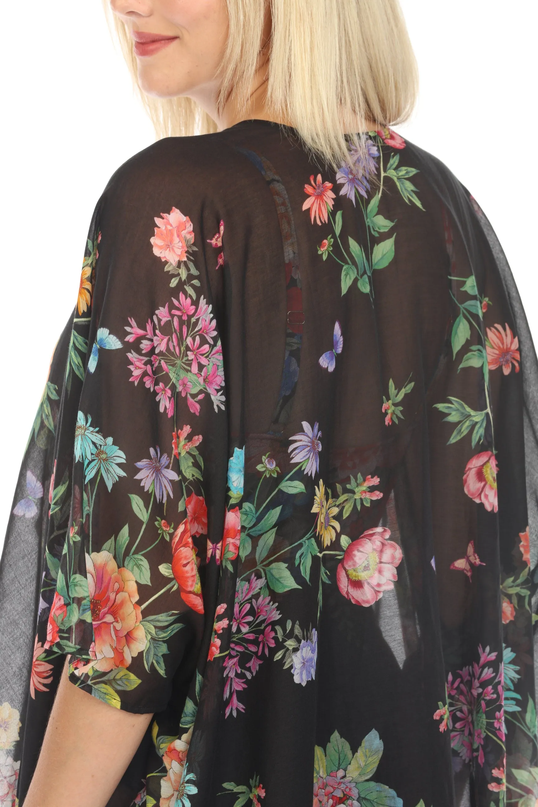 Johnny Was Black Butterfly Kimono Boho Chic CSW3723-M