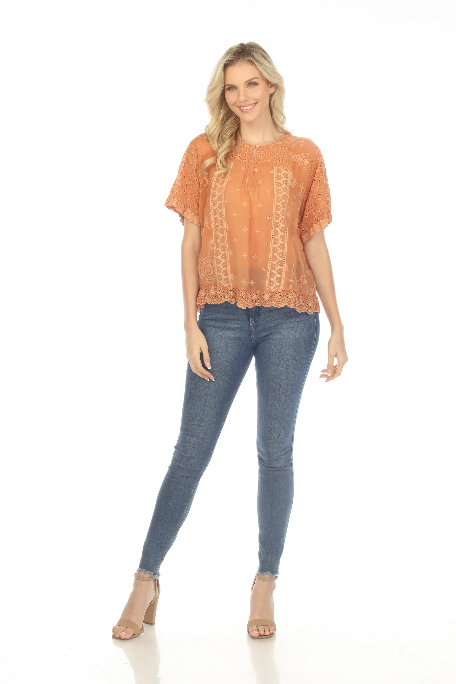 Johnny Was Mystic Compass Embroidered Blouse Boho Chic C14523