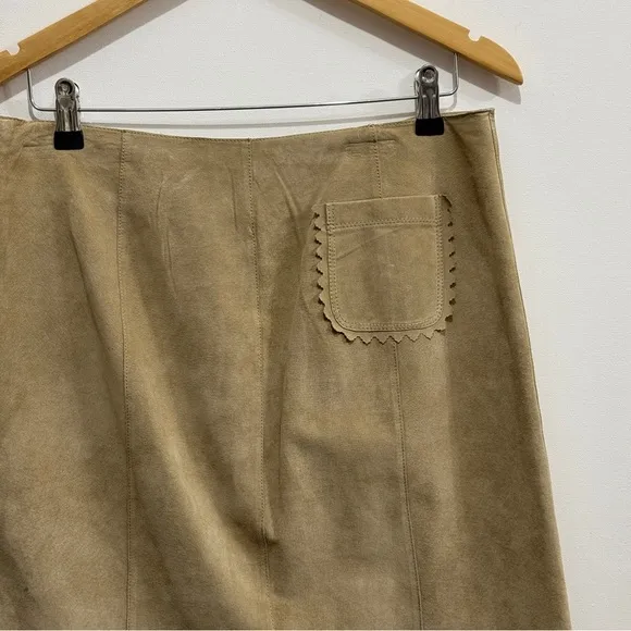 Karen Kane Fit &amp; Flare Suede Leather Midi Skirt Size 8