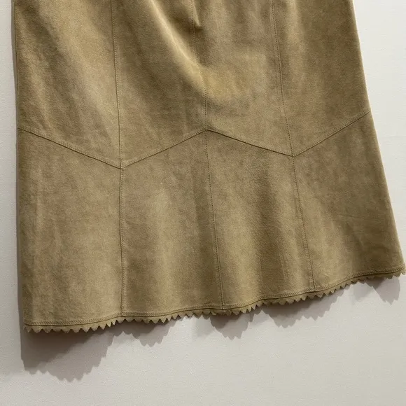 Karen Kane Fit &amp; Flare Suede Leather Midi Skirt Size 8