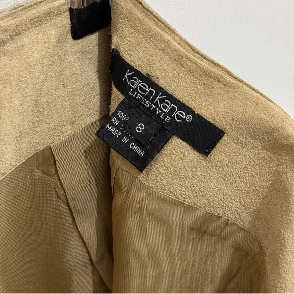 Karen Kane Fit &amp; Flare Suede Leather Midi Skirt Size 8