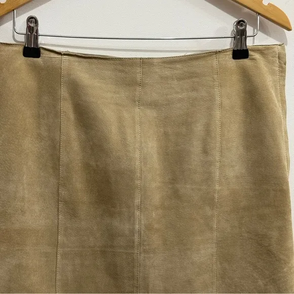 Karen Kane Fit &amp; Flare Suede Leather Midi Skirt Size 8
