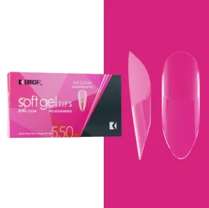 Kupa - Full Cover Soft Gel Tip - Medium Almondletto 550pc (Pre-Etched)