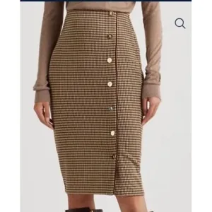 Lauren Ralph Lauren Brown Tan Houndstooth Knit Jacquard Skirt Size 3X‎ NWT