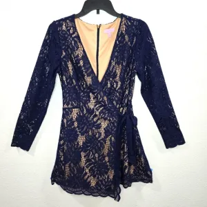 Lilly Pulitzer Tiki Wrap Romper True Chic Navy Lace Dress Size M