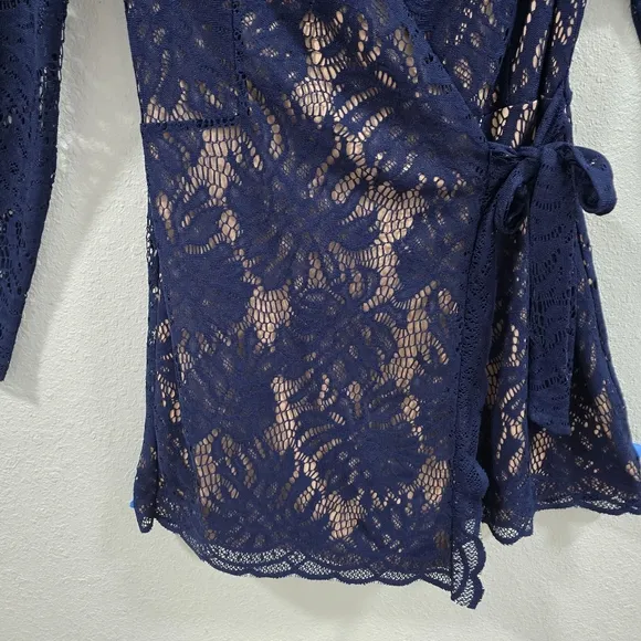 Lilly Pulitzer Tiki Wrap Romper True Chic Navy Lace Dress Size M