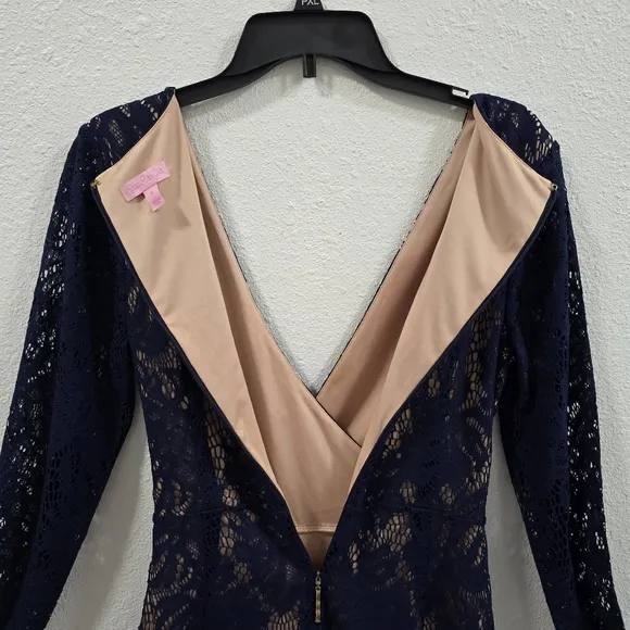 Lilly Pulitzer Tiki Wrap Romper True Chic Navy Lace Dress Size M