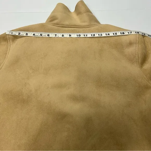 Liz Claiborne Faux Suede Jacket Coat Size M Buttons Sherpa Lined Pockets Classic