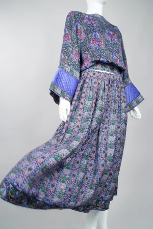 Lotus Print Blouse & Skirt Set
