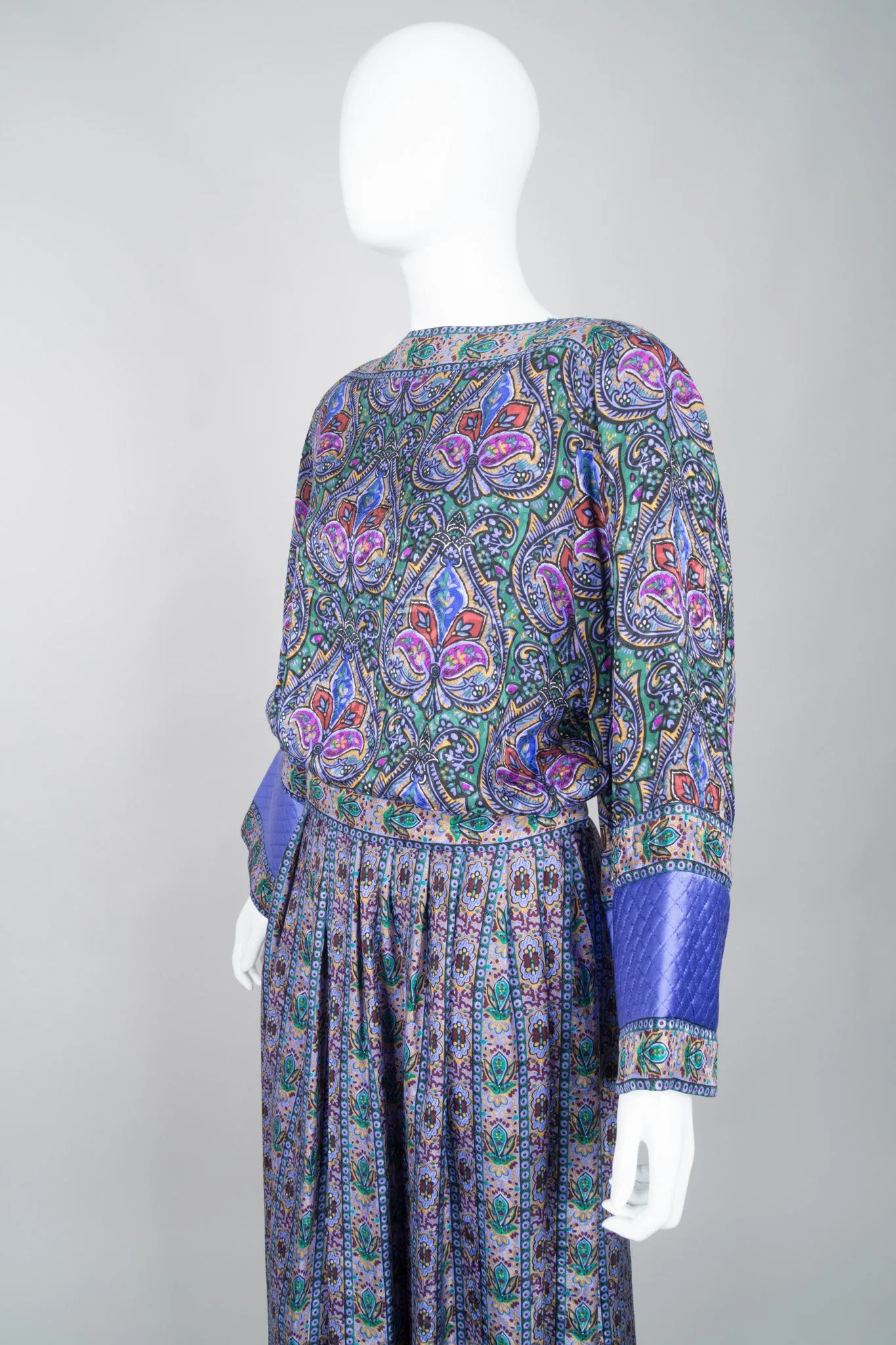 Lotus Print Blouse & Skirt Set
